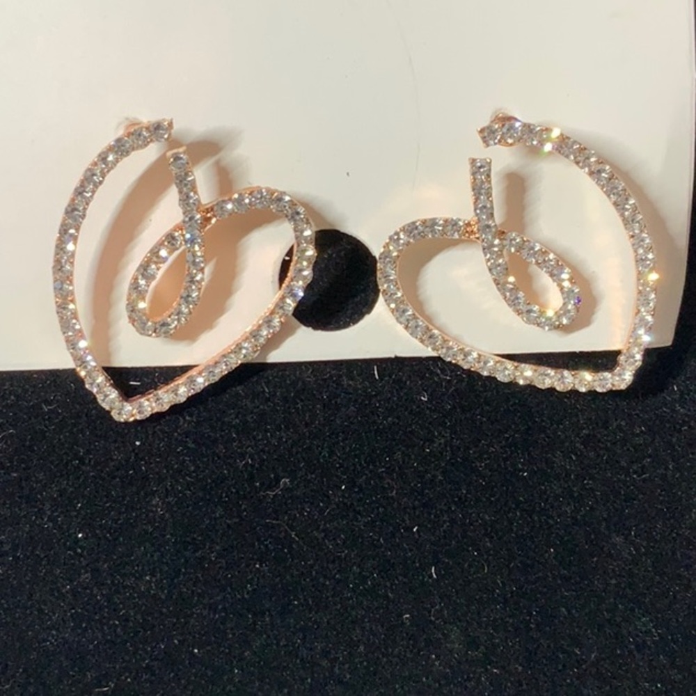 Elegant Rose Gold Tone Heart Earrings